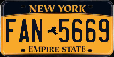 NY license plate FAN5669