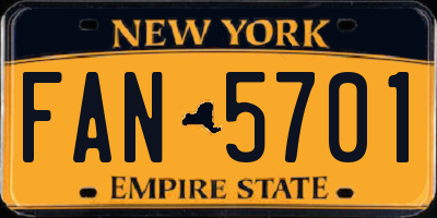 NY license plate FAN5701