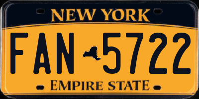 NY license plate FAN5722