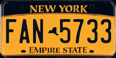 NY license plate FAN5733