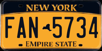 NY license plate FAN5734