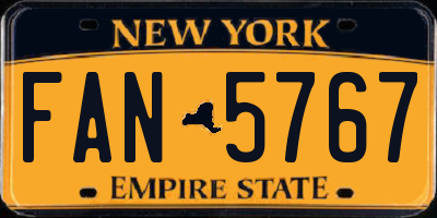 NY license plate FAN5767