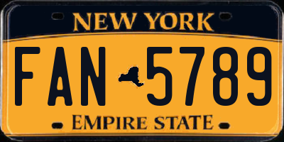 NY license plate FAN5789