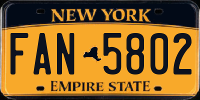 NY license plate FAN5802