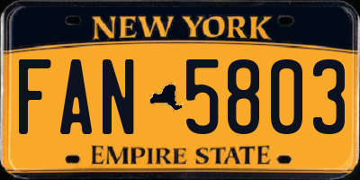 NY license plate FAN5803