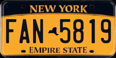 NY license plate FAN5819