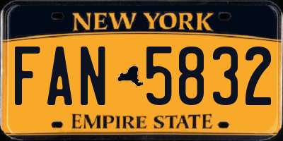 NY license plate FAN5832