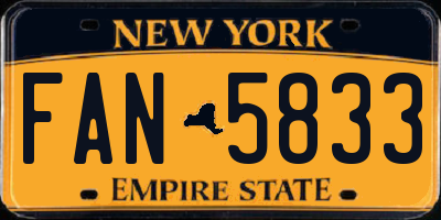 NY license plate FAN5833