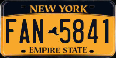 NY license plate FAN5841