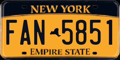 NY license plate FAN5851