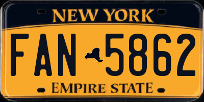 NY license plate FAN5862