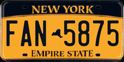 NY license plate FAN5875