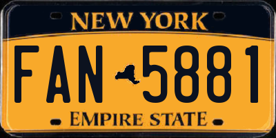 NY license plate FAN5881