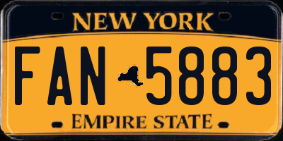 NY license plate FAN5883