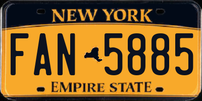 NY license plate FAN5885