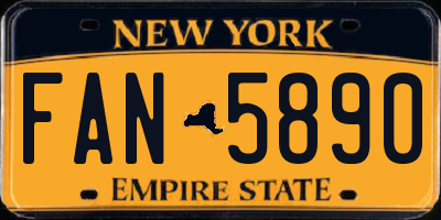 NY license plate FAN5890