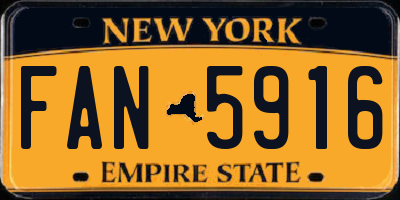 NY license plate FAN5916