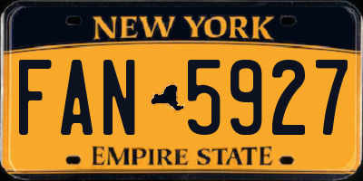 NY license plate FAN5927