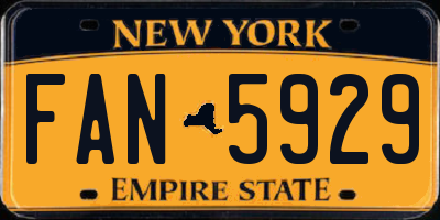 NY license plate FAN5929