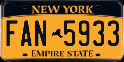 NY license plate FAN5933