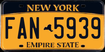 NY license plate FAN5939