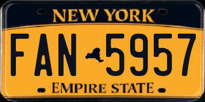NY license plate FAN5957