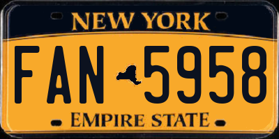 NY license plate FAN5958