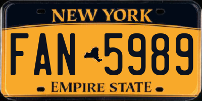 NY license plate FAN5989