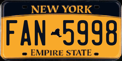 NY license plate FAN5998