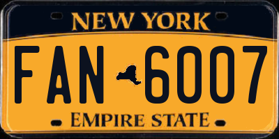 NY license plate FAN6007