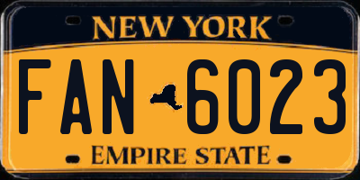 NY license plate FAN6023