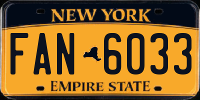 NY license plate FAN6033