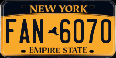 NY license plate FAN6070