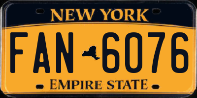 NY license plate FAN6076
