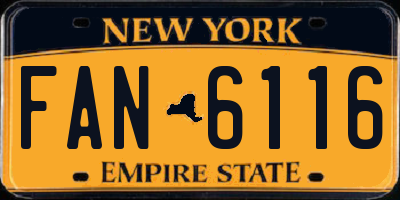 NY license plate FAN6116