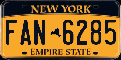 NY license plate FAN6285