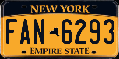 NY license plate FAN6293