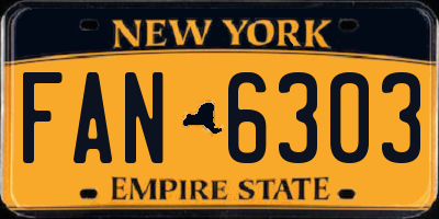 NY license plate FAN6303