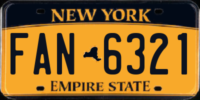 NY license plate FAN6321