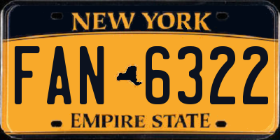 NY license plate FAN6322