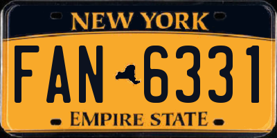 NY license plate FAN6331