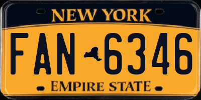 NY license plate FAN6346