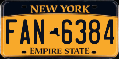 NY license plate FAN6384