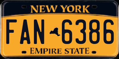 NY license plate FAN6386