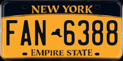 NY license plate FAN6388