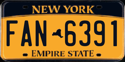 NY license plate FAN6391