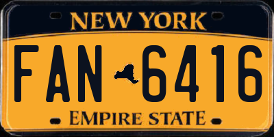 NY license plate FAN6416