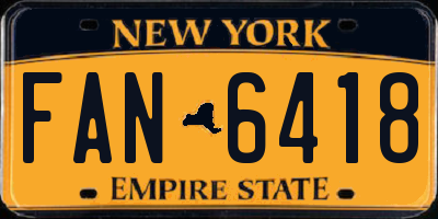 NY license plate FAN6418