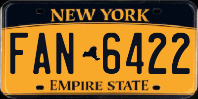 NY license plate FAN6422