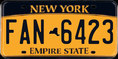NY license plate FAN6423